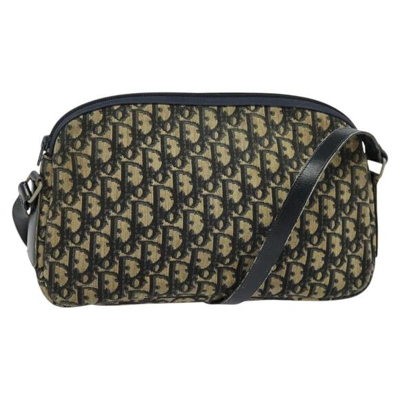 DIOR Trotter Canvas Shoulder Bag Navy Gold - Picture 1 of 12